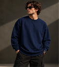 Men’s Premium Navy Blue Crew Neck Sweatshirt – Relaxed Fit