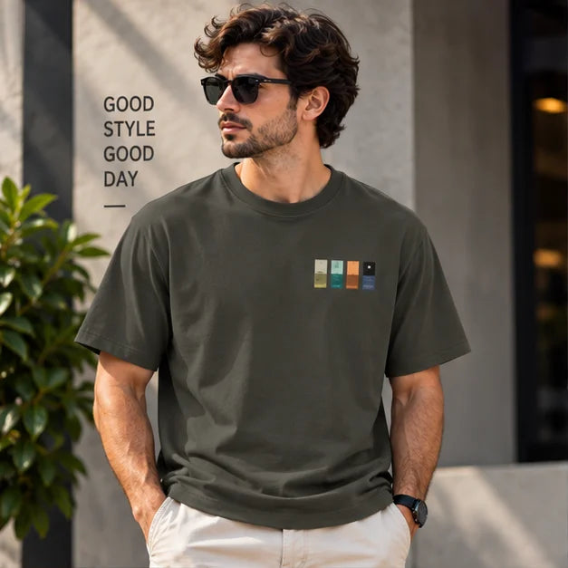 Men’s Off-White Minimal Graphic Oversized T-Shirt – Premium Casual Streetwear Tee