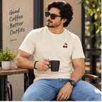 Men’s Brown Cherry Graphic Oversized T-Shirt – Minimal Streetwear Casual Tee