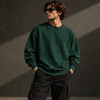 Men’s Premium Forest Green Crew Neck Sweatshirt – Relaxed Fit