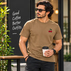 Men’s Brown Cherry Graphic Oversized T-Shirt – Minimal Streetwear Casual Tee