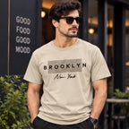 Men’s Brown Brooklyn New York Graphic Oversized T-Shirt – Urban Streetwear Tee