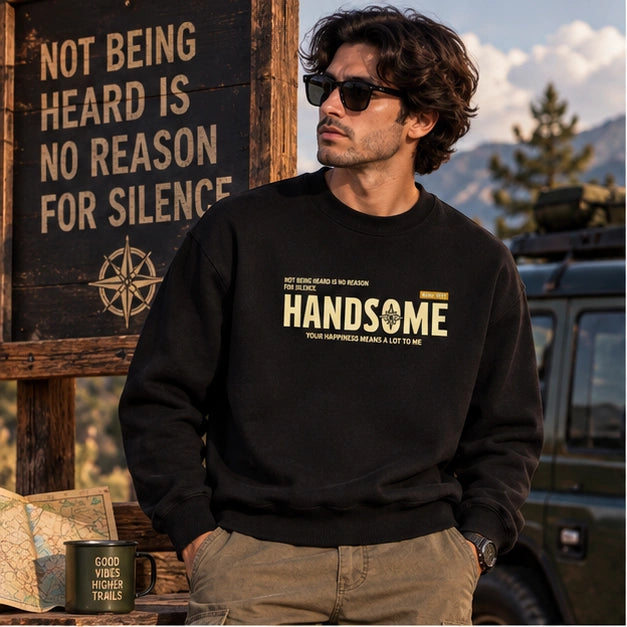 Men’s Black Outdoor Adventure Graphic Sweatshirt – Front & Back Print
