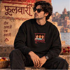 Men’s Black Indian Folk Art Graphic Sweatshirt – Front & Back Cultural Print