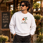 Men’s White Floral Graphic Sweatshirt – Don’t Water Dead Flowers Printed Crew Neck Sweatshirt