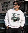 Men’s White Bullitt 1968 Classic Muscle Car Graphic Sweatshirt – Vintage Automotive Streetwear