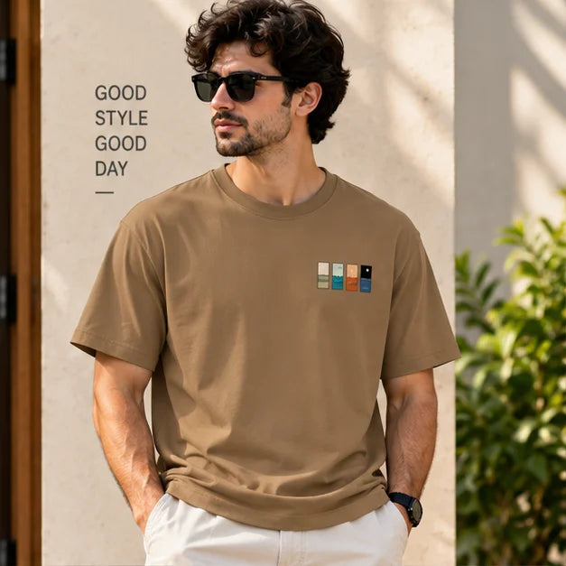 Men’s Off-White Minimal Graphic Oversized T-Shirt – Premium Casual Streetwear Tee