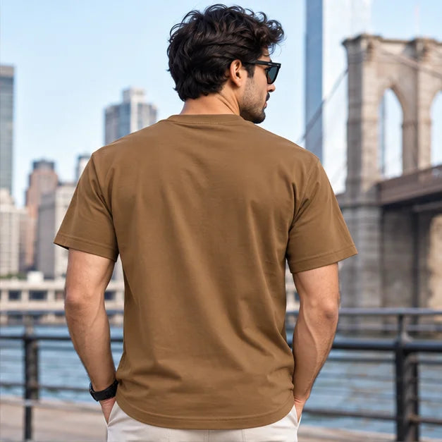 Men’s Brown Brooklyn New York Graphic Oversized T-Shirt – Urban Streetwear Tee