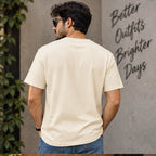 Men’s Cream Hug Me Teddy Pocket Graphic Oversized T-Shirt – Cute Minimal Streetwear Tee