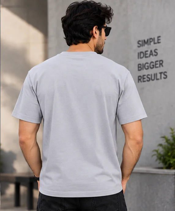 Men’s Light Grey Butterfly Graphic Oversized T-Shirt – Minimal Streetwear Tee