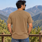 Men’s Brown Guitar Heartbeat Graphic Oversized T-Shirt – Music Inspired Streetwear Tee