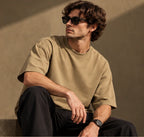 Men’s Premium Sand Beige Oversized T-Shirt – Relaxed Streetwear Fit