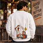 Men’s White Regular Fit Chai Graphic T-Shirt – Sukoon Indian Tea Culture Printed Tee