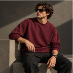 Men’s Premium Burgundy Crew Neck Sweatshirt – Relaxed Fit