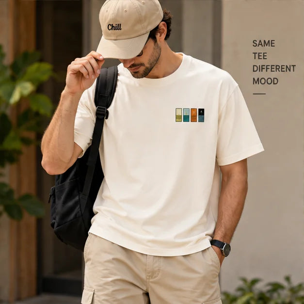 Men’s Off-White Minimal Graphic Oversized T-Shirt – Premium Casual Streetwear Tee