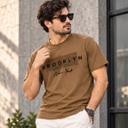 Men’s Brown Brooklyn New York Graphic Oversized T-Shirt – Urban Streetwear Tee