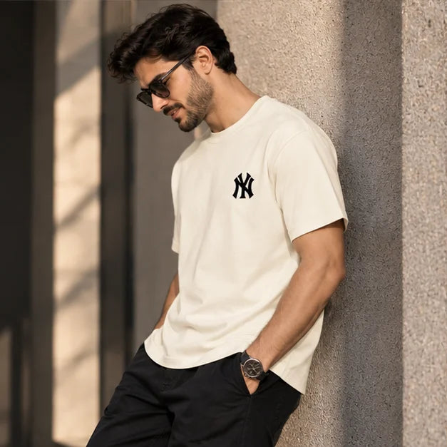 Men’s Off-White NY Logo Oversized T-Shirt – Minimal Streetwear Casual Tee