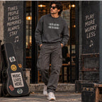 Men’s Charcoal Grey Sa Re Ga Ma Music Graphic Printed Sweatshirt – Crew Neck Casual Wear