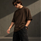 Men’s Premium Chocolate Brown Oversized T-Shirt – Relaxed Streetwear Fit