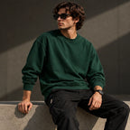 Men’s Premium Forest Green Crew Neck Sweatshirt – Relaxed Fit