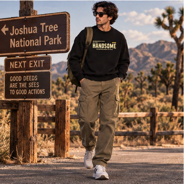 Men’s Black Outdoor Adventure Graphic Sweatshirt – Front & Back Print