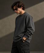 Men’s Premium Charcoal Grey Crew Neck Sweatshirt – Relaxed Fit