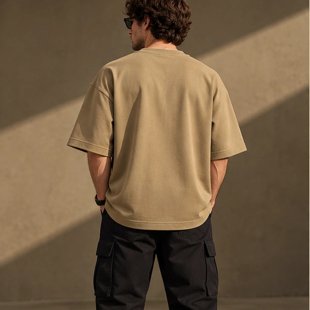 Men’s Premium Sand Beige Oversized T-Shirt – Relaxed Streetwear Fit