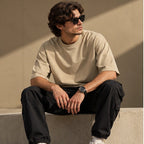 Men’s Premium Light Beige Oversized T-Shirt – Relaxed Streetwear Fit