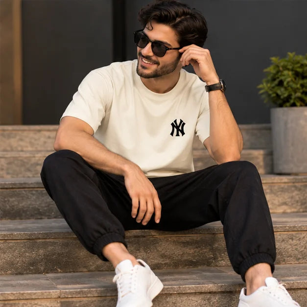 Men’s Off-White NY Logo Oversized T-Shirt – Minimal Streetwear Casual Tee