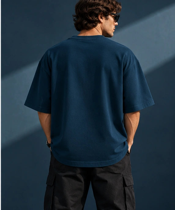 Men’s Premium Navy Blue Oversized T-Shirt – Relaxed Streetwear Fit