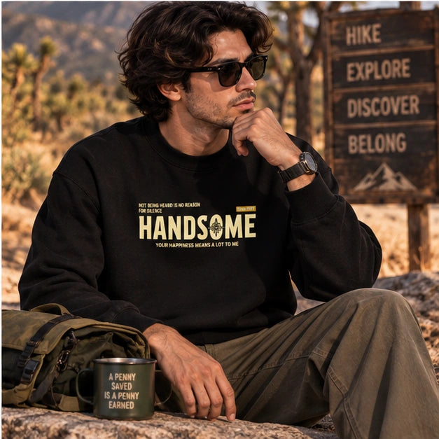 Men’s Black Outdoor Adventure Graphic Sweatshirt – Front & Back Print