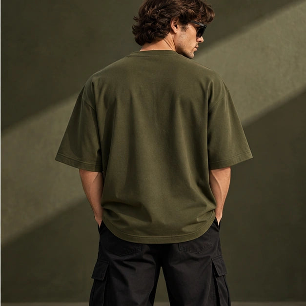 Men’s Premium Olive Green Oversized T-Shirt – Relaxed Streetwear Fit