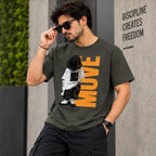 Men’s Charcoal Grey MOVE Graphic Oversized T-Shirt – Urban Streetwear Printed Tee