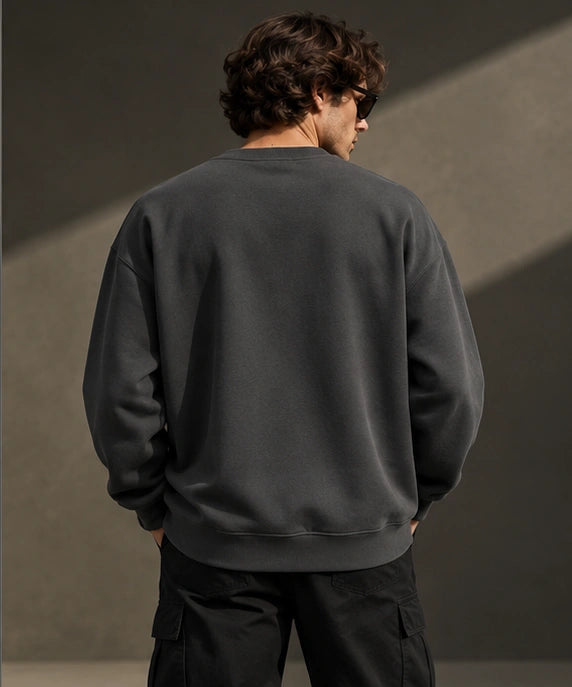 Men’s Premium Charcoal Grey Crew Neck Sweatshirt – Relaxed Fit
