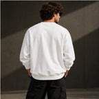 Men’s Premium White Crew Neck Sweatshirt – Relaxed Fit