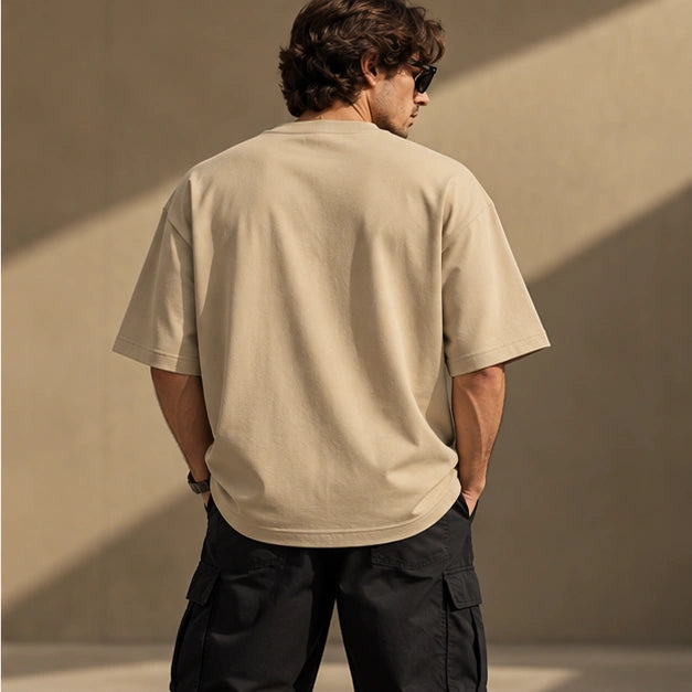 Men’s Premium Light Beige Oversized T-Shirt – Relaxed Streetwear Fit