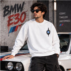 Men’s White BMW E30 Car Graphic Printed Sweatshirt – Premium Crew Neck Streetwear