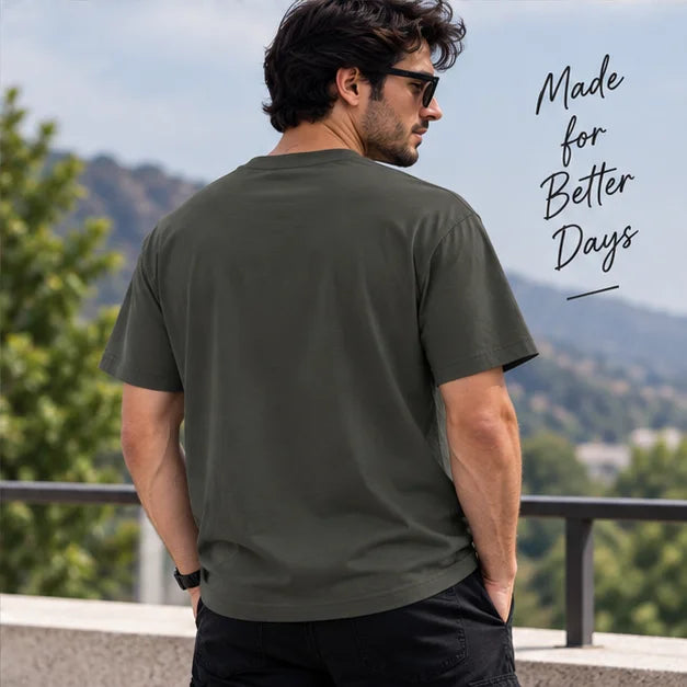Men’s Charcoal Grey Eagle Graphic Oversized T-Shirt – Minimal Streetwear Tee