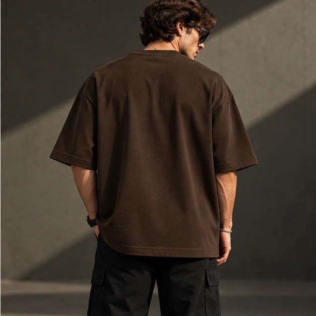 Men’s Premium Chocolate Brown Oversized T-Shirt – Relaxed Streetwear Fit